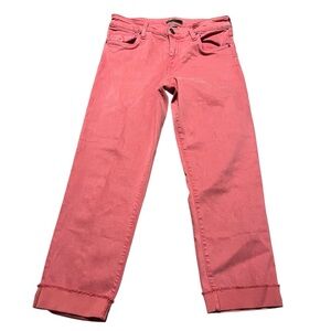 Kut from the Kloth Amy Crop Straight Leg Jeans Size 6 Cuffed Coral Pink Relaxed